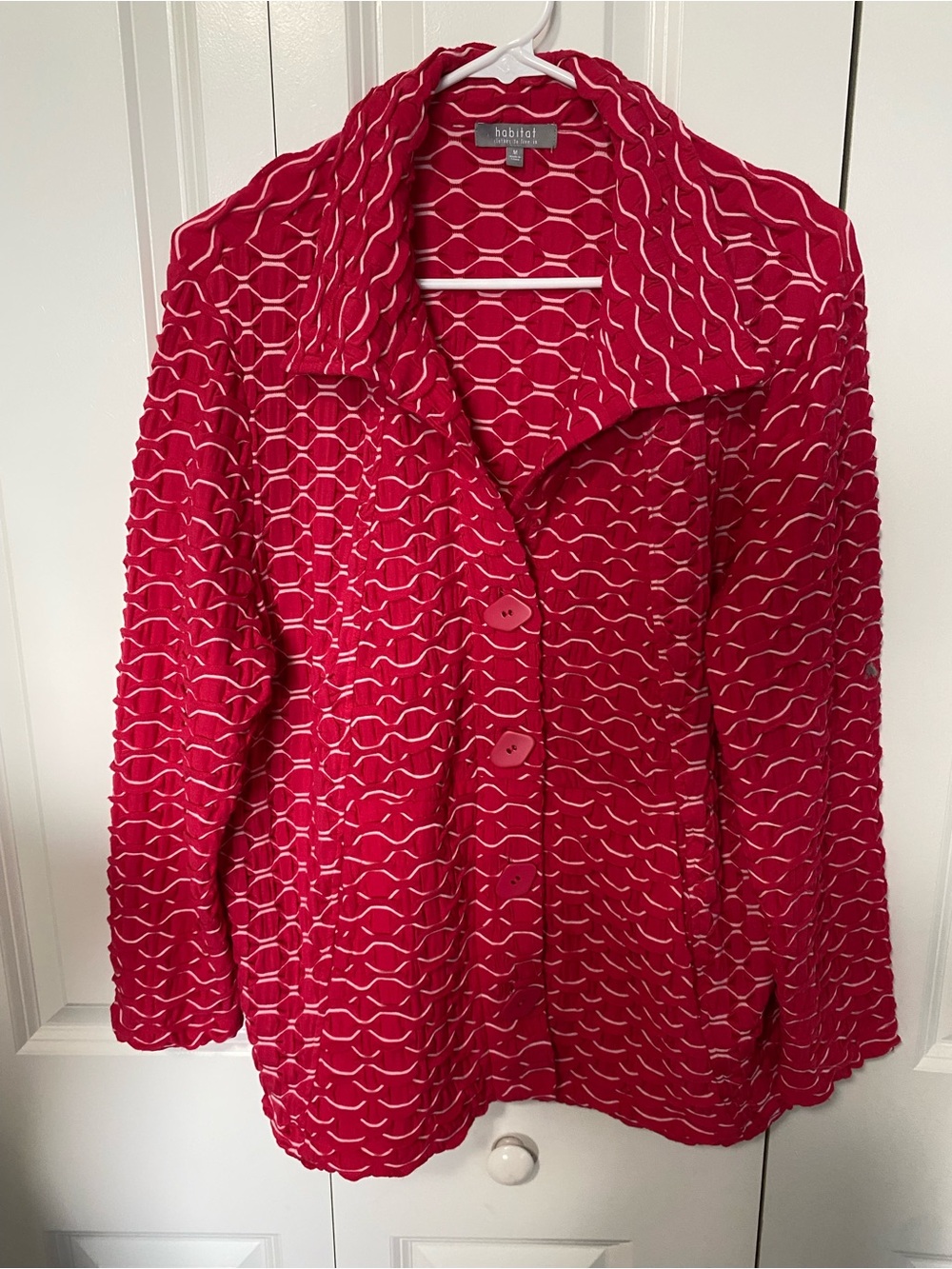 Habitat Red Textured Button-Front Blouse - Picture 2 of 8